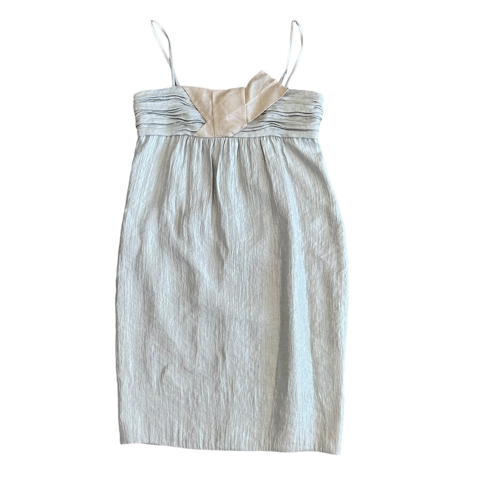 BCBGirls Girls Beige Metallic Sleeveless Textured Ruched Solid Dress S